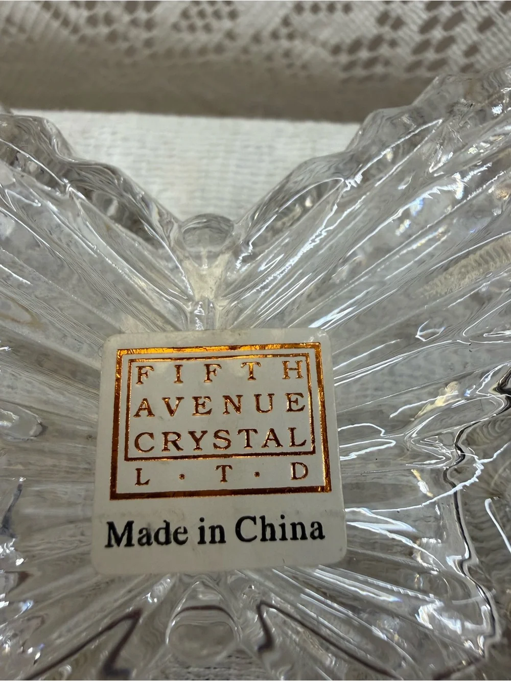 Clear Butterfly Trinket Dish With Lid Fifth Avenue Crystal No Chips Cracks